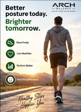 Active person walking toward scenic mountains with healthy gait and posture
