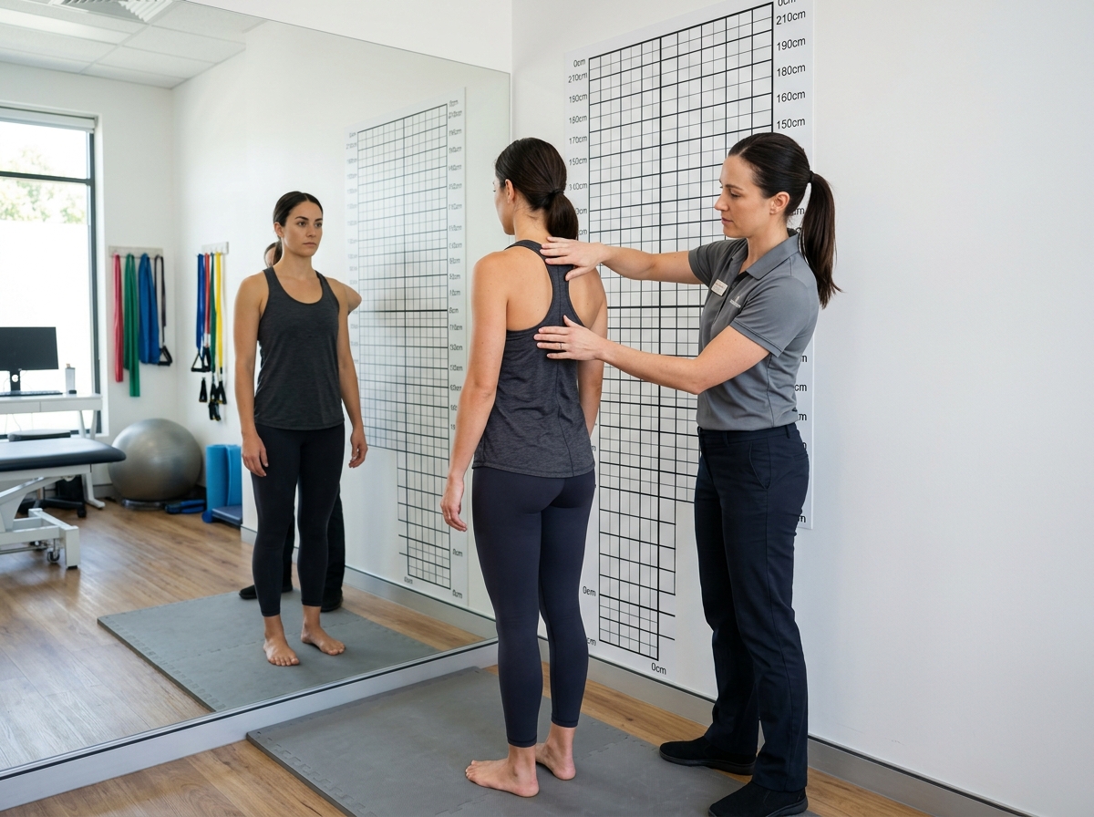 Postural alignment assessment with grid markers